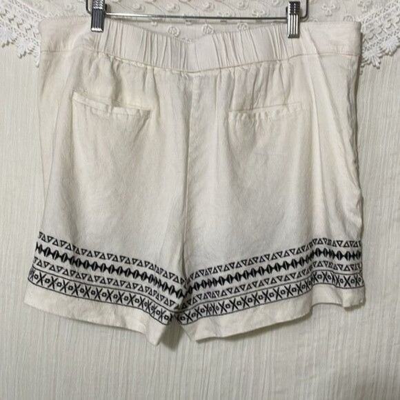 Apt 9 Linen Blend Embroidered Casual Shorts XL - Picture 3 of 8